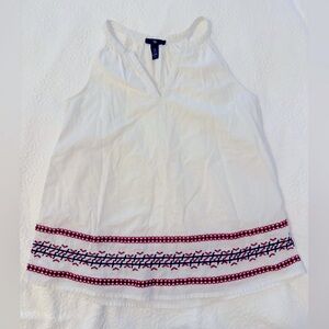 GAP Linen V Neck White Halter Top with Embroidery XS